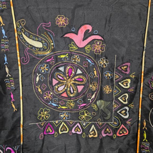 Vtg AnageToo Silk Embroidered Jacket Medium Hippie Bohemian Unique Witchy India - Picture 8 of 8